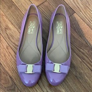 Purple patent Ferragamo flats